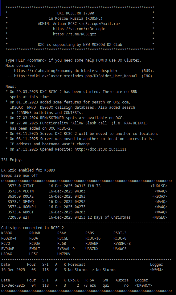 Screen from DX Cluster, 02 pic